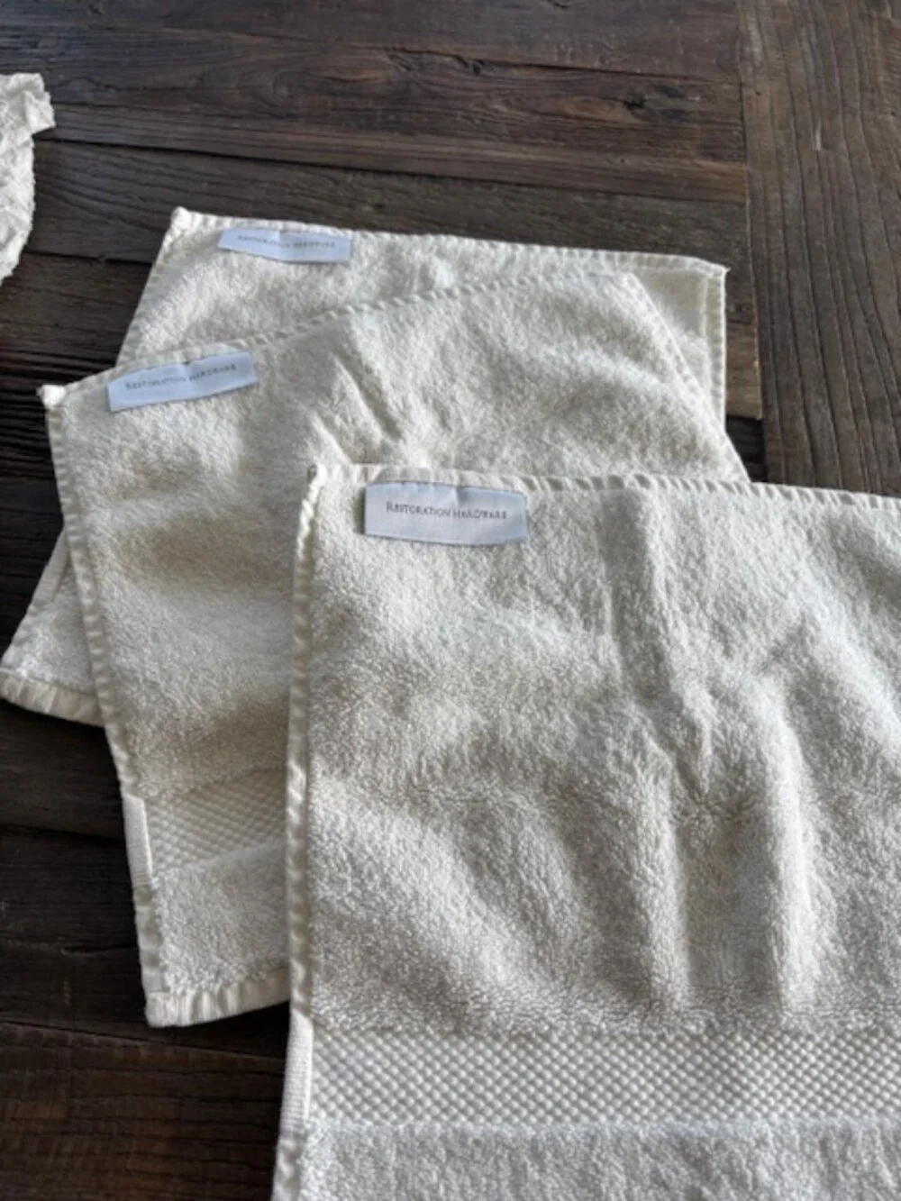NEW (3) Restoration Hardware 100% Turkish Cotton white wash cloths - SALE!